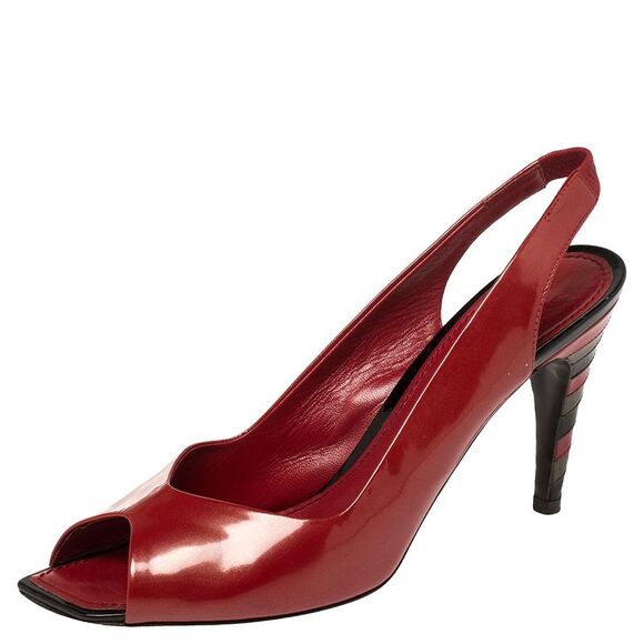 Louis Vuitton Red Patent Leather Peep Toe Sandals Size 39 - Picture 1 of 4